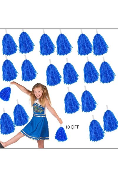 partidolu 10 Çift( 20 Adet )Mat Bebek Mavisi Renkte 23 Nisan Gösteri Ponponu