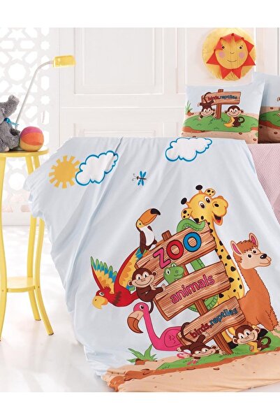 NazeninHome طقم غطاء لحاف للأطفال من Zoo مصنوع من القطن بنسبة 100%