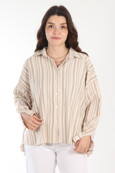 Mckanzie 5593 Kalın İnce Çizgili Arkası Uzun Gömlek