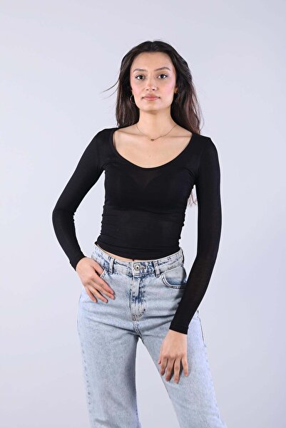 Mckanzie 6856 (N-2636) Bluză transparentă din cașmir cu decolteu în V