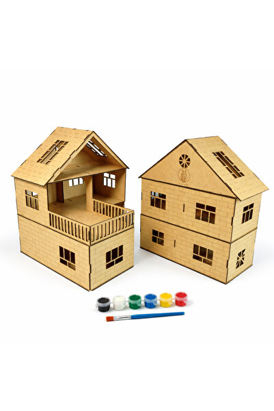 Porsuk Modern Ahşap Maket Ev Boyama Aktivitesi Hobi Proje Ödev Oyuncak Doğal ...