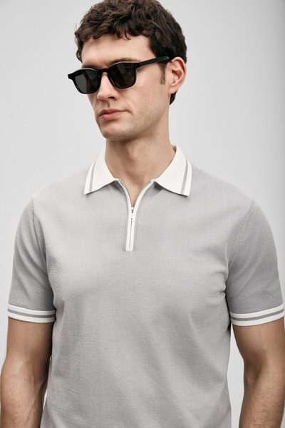 Lufian 111090138 Dean Modal Blended Sweater Men's Polo Shirt Men's T-Shirt Gray