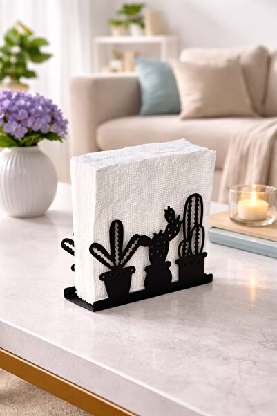 LAZORİAE Διακοσμητική Μεταλλική Θήκη Χαρτοπετσετών με Σχέδιο Κάκτου – Μοντέρν...