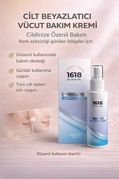 1618 Kozmetik Cilt Beyazlatıcı Vücut Bakım Kremi