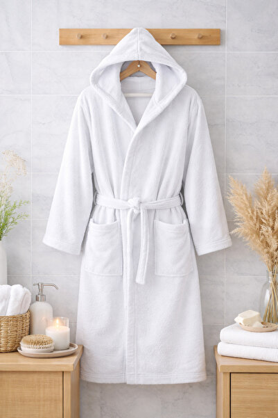 M Madam Lydi Velvet Cotton Hooded Unisex Single Bathrobe