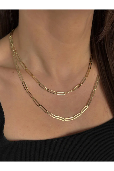 Luseda VIP Gold İnce Ataç Zincir 90+5CM Ayarlanabilir Uzun Kolye