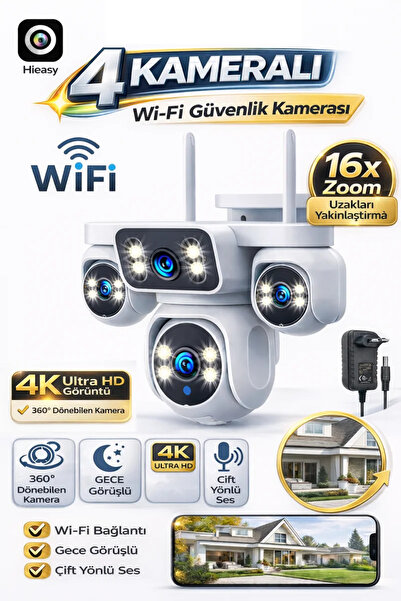 SONREİR E5804 WİFİ 4 Kameralı Güvenlik Kamerası 20MP ULTRA HD PTZ Hareketli S...