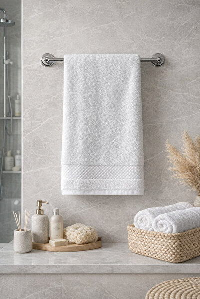 ERFAHOME Beyaz Pamuklu 50x100 Yüz Havlusu Spor Havlusu