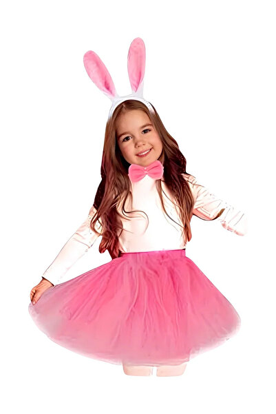 ReilaParty Set costum de iepuraș roz - Fustă tutu, coroană cu urechi, papion ...