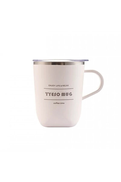 Tyeso Cubic Mug Vakumlu Paslanmaz Çelik Termal Kapaklı 300ML Beyaz