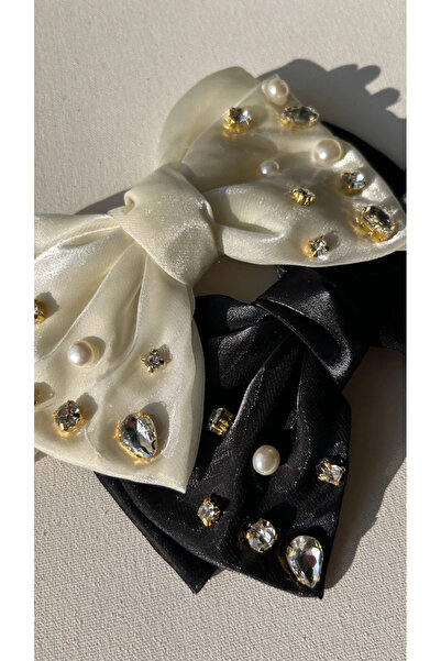 Doğaltaş Masalları Taşlı fiyonk toka krem renk