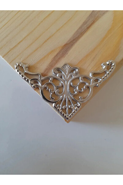 sywoods Büyük boy kutu sandık kapak köşe süsleme takımı çivili 4 adet nikel renk