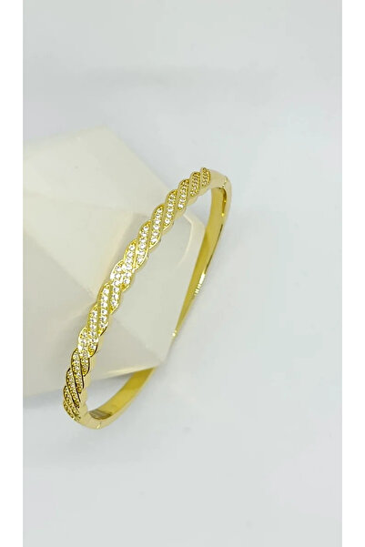 ndjewelry أناقة ملتوية - قيود ذهبية مرصعة بالأحجار الكريمة