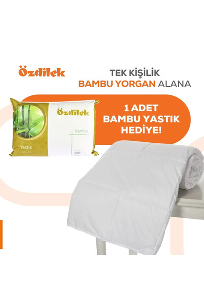 Özdilek Single Bamboo Quilt with 1 Bamboo Pillow as a Gift