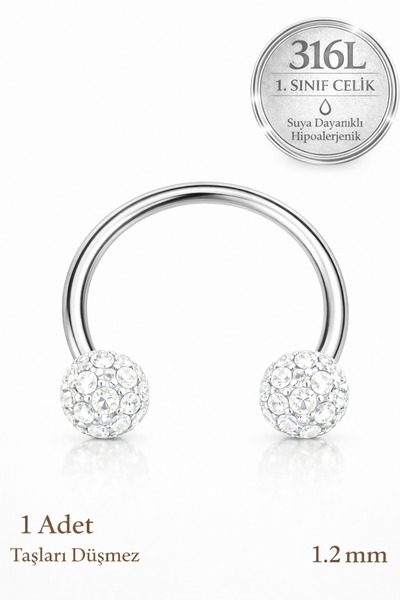 Sacce Scarves&Accessories Minimal Çift Uç Taşlı Cerrahi Çelik Piercing – Buru...