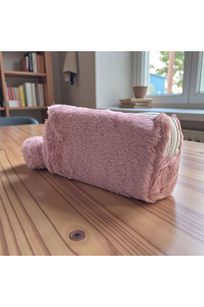 Elegance Плюшен помпам розов калъф за моливи