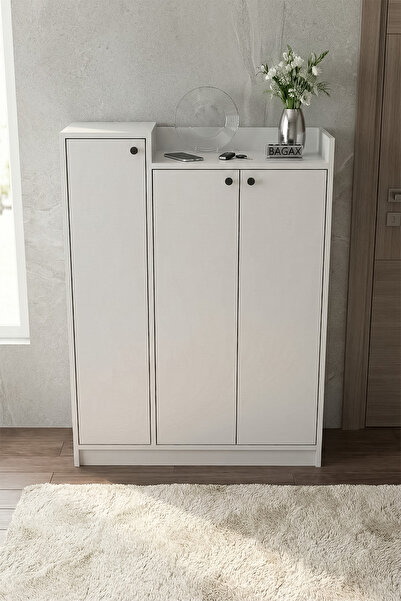 BAGAX Antre Koridor Ayakkabılık Dolap | 3 Kapaklı Bölmeli Çok Amaçlı Dolap Be...
