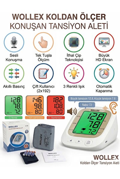 WOLLEX Koldan Ölçer Türkçe Seslendirme Tansiyon Aleti