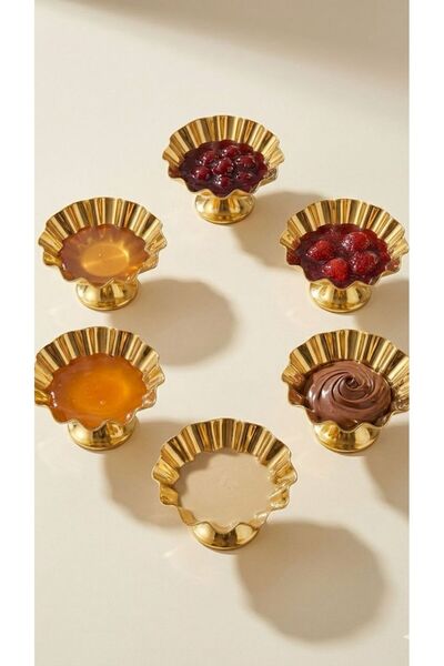 Marla Life Gold Ayaklı Midye Lokumluk 6’lı Set – Şık Sunumluk, Çerezlik, Tatl...