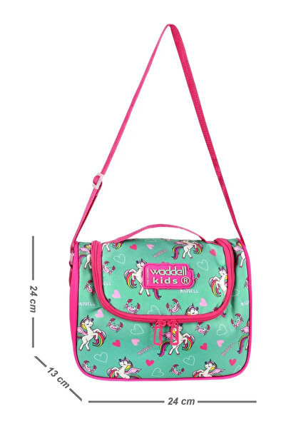 Waddell Lisanslı Fuşya- Su Yeşili Unicorn Desenli Termal Beslenme Çantası