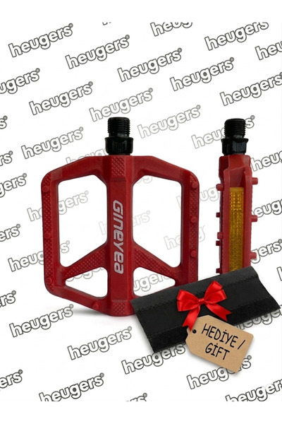 heugers Gineyea Pedal M908 Plastik Reflektörlü Trial Bmx Geniş Kırmızı Pedal