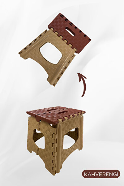 ViZKA Küçük Boy Katlanır Tabure , Plastik Kamp ve Balıkçı Taburesi Kahverengi