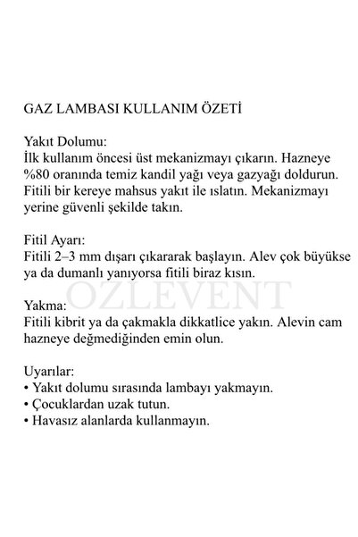 ÖZLEVENT Gaz Yağı 700 ml