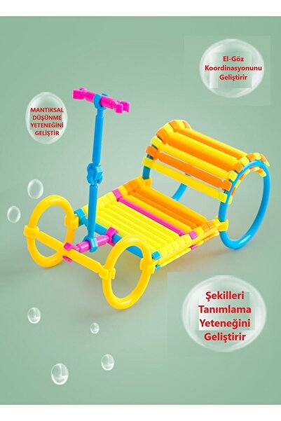 RoseRoi Geometrik Çubuklar 120 Parça Bloklar Yapboz Puzzle Bultak Eğitici Oyuncak