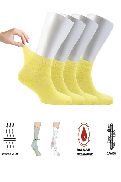 Ozzy Socks 4 أزواج من جوارب الكاحل النسائية المصنوعة من الخيزران غير المطاطية...