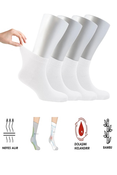 Ozzy Socks Women's 4 Pairs of Bamboo Elastic Non-Squeezing Diabetic Ankle Socks