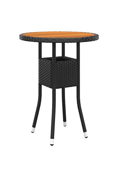 Concept Masă de grădină, negru, Ø60x75cm, lemn de acacia/poliratan