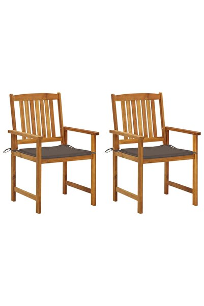 Concept Director's chairs with cushions, 2 pcs., solid acacia wood