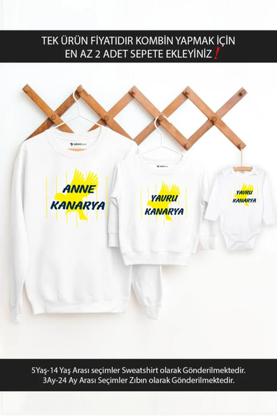 Tshirthane Dişi Yavru Kanarya Anne Oğul Kız(TEK ÜRÜN FİYATIDIR KOMBİN YAPMAK ...