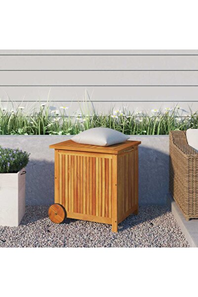 vidaxl Garden storage box with wheels, 60x50x58 cm, acacia wood
