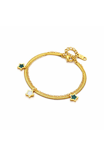 Pursehuit Brățară aurie, din oțel inoxidabil, suflată cu aur de 18k, cu stele...