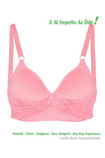 Women's Salmon Lace Wrapper Reducer Seamless Empty Cup Bra