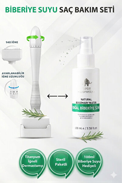 ELAMOUR 140 Titanyum İğneli Ayarlanabilir Dermastamp - Biberiye Suyu Dökülme ...