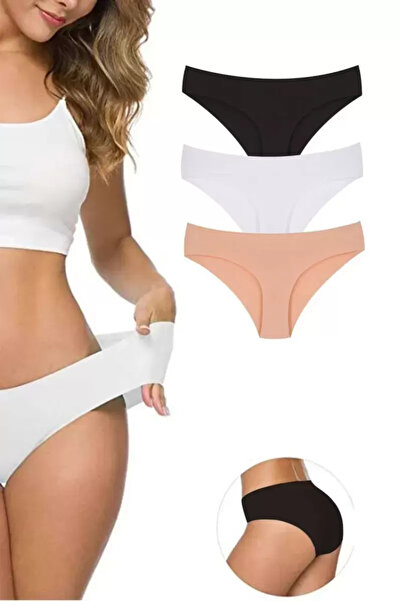 TREND 3 Pieces Women's Seamless Laser Cut Flexible Non-Marking Panties S4