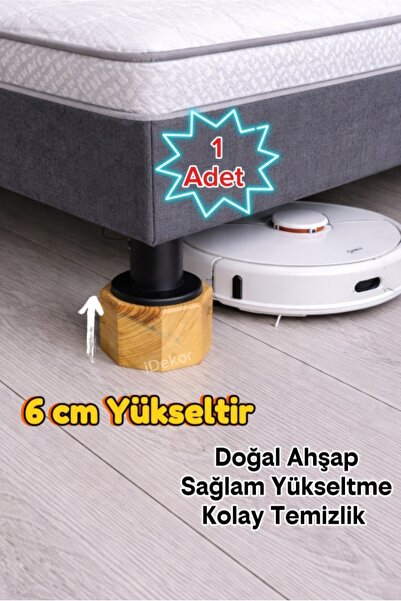 iDekor Robot Süpürge İçin Doğal Ahşap Baza Yükseltici, "6 CM yükseltir" | Oyu...