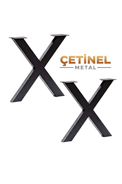 ÇETİNEL METAL Masa Ayağı X Ayak Metal Masa Ayakları Siyah