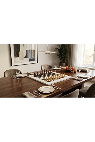 Tonfty Satranç Desenli MDF Tabla 60x120 cm – Tek Yüz, Büyük Boy Masa Üstü Kul...