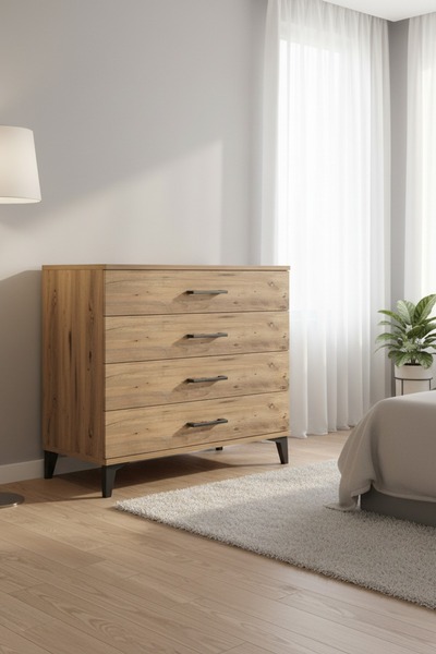 Dienni Hyperion Şifonyer 4 Çekmeceli 88x44x80 Çam-Çam