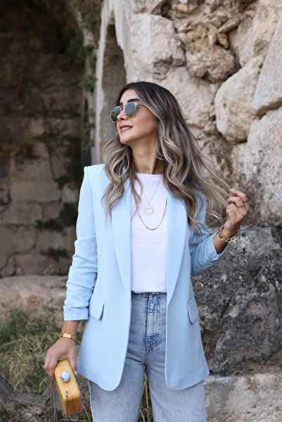 bytugcekaya Blazer albastru pentru bebeluși - mânecă cu detaliu șnur