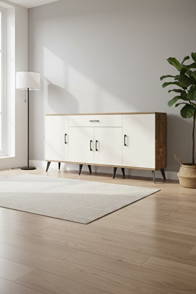 Dienni Arges Konsol 3 Raflı Tek Çekmeceli 4 Kapaklı 176x30x83 Çam-Aytaşı/Aytaşı