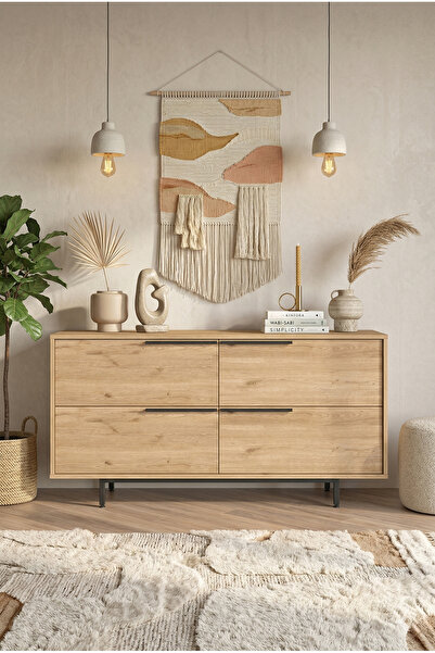 Robin Home Lidya Konsol 4 Kapaklı Metal Ayaklı 160cm Sepet