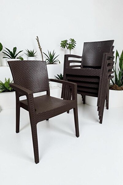 nar sokağı 6 Adet Karizma Rattan Kollu Sandalye Koltuk 6'lı Set