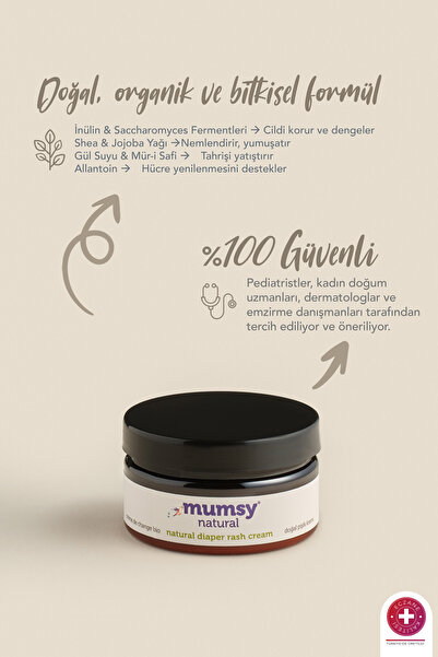 Mumsy Natural Doğal Pişik Kremi 100 ml, 22 Bitki ve 3 Vitaminle Zenginleştirilmiş Organik, Koruyucu ve Onarıcı