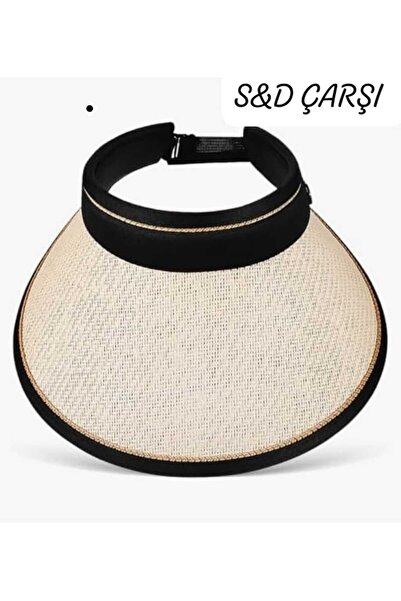 S&D ÇARŞİ Pălărie cu vizor din paie pentru protecție solară pentru femei - re...