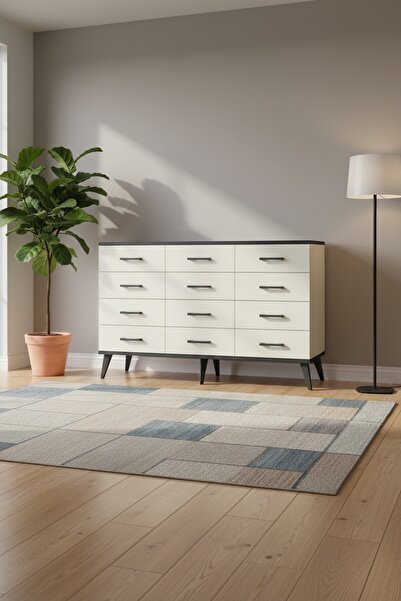 Dienni Arges Konsol 12 Çekmeceli 132x30x83 Aytaşı-Antrasit/Aytaşı