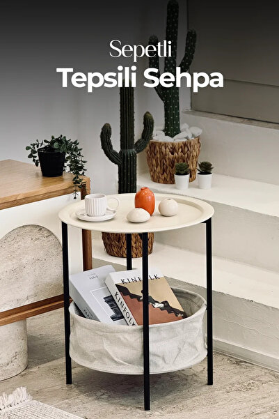 hemetalaksesuar Sepetli Tepsili Sehpa